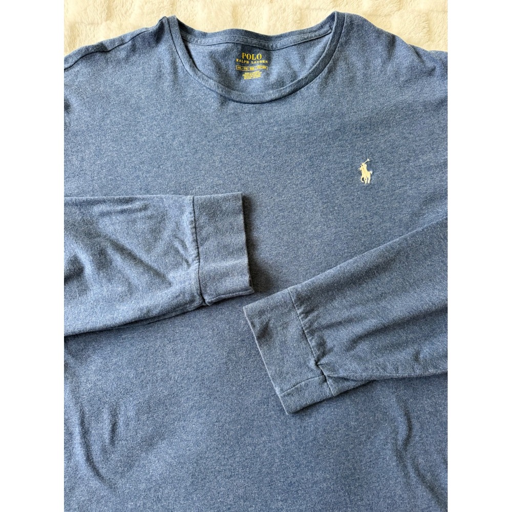 Polo Ralph Lauren Mens XXL Blue Heather Long Sleeve Pony Logo T-Shirt Crewneck